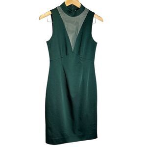 Katherine Kelly Dark Green Sleeveless Dress V Inset Front and Back Size 4
